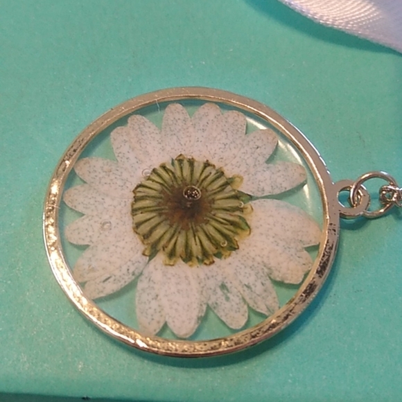 Gold tone linked Chain with Genuine Daisy Necklace - Picture 3 of 7